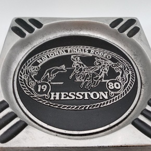 1980 NFR Rodeo Ashtray Cowboy Hesston RARE National Finals Team Ropers Roping - Picture 3 of 8